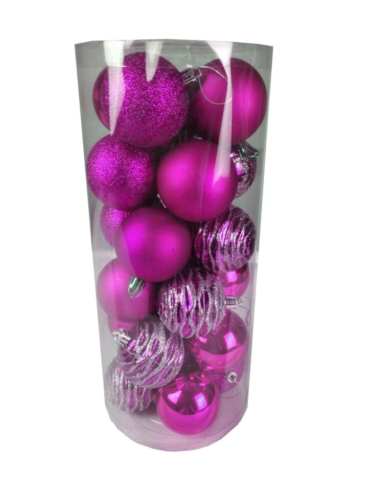 TOP SÜS 6 CM LÜX SİMLİ-MAT-DESENLİ 24 LÜ FUŞYA