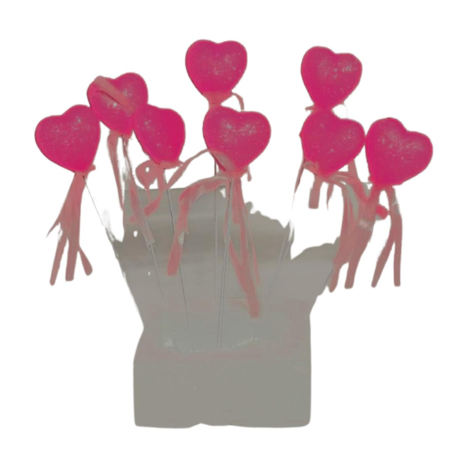 ÇUBUKLU STRAFOR KALP SİMLİ 10 LU ORTA PEMBE