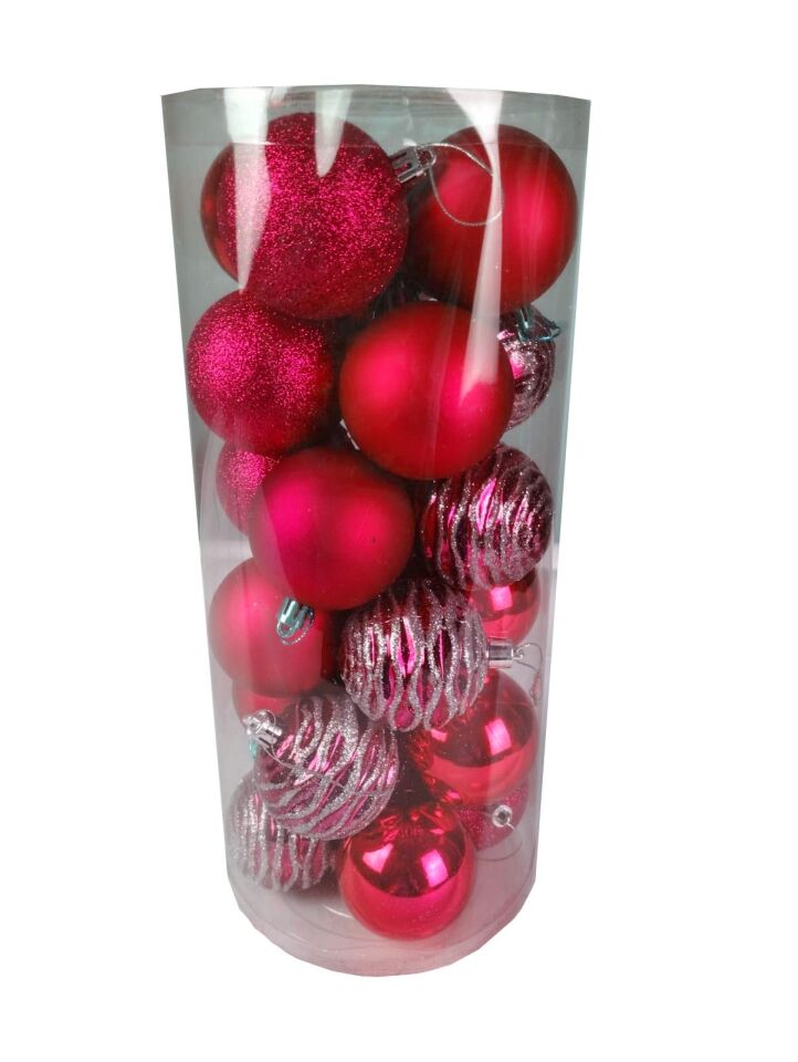 TOP SÜS 6 CM LÜX SİMLİ-MAT-DESENLİ 24 LÜ KIRMIZI
