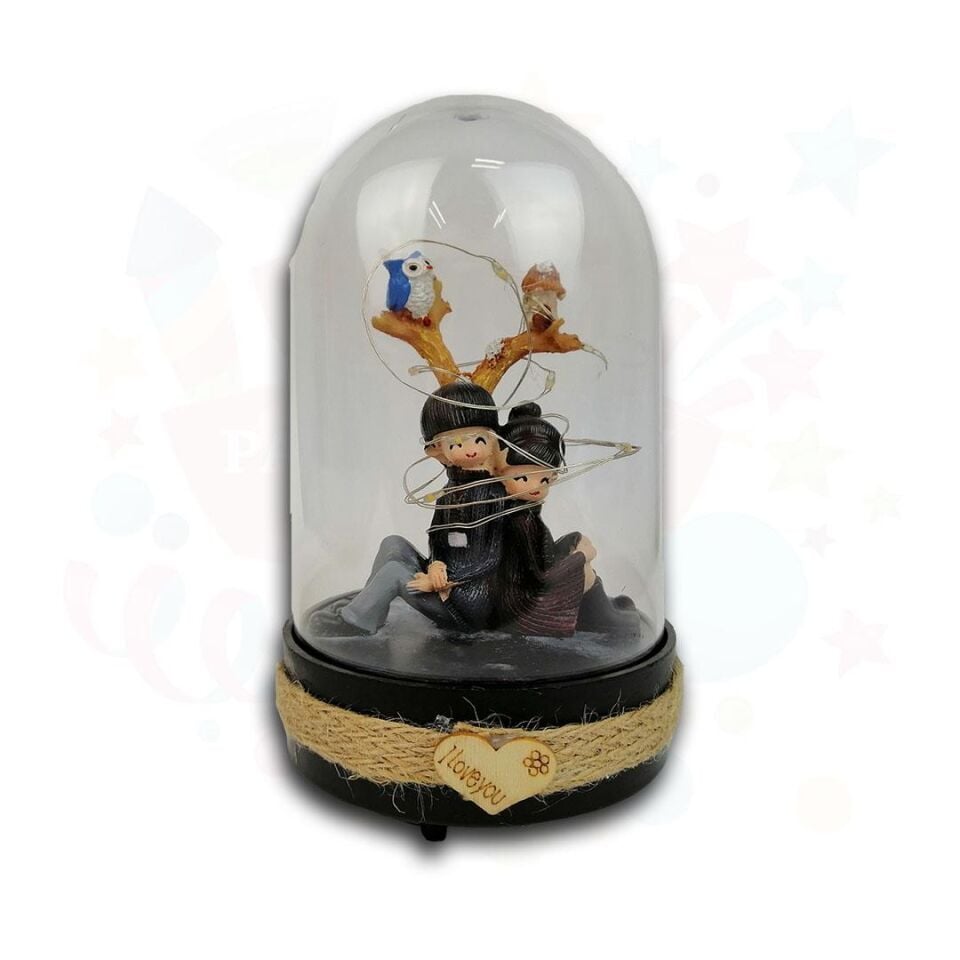 HEDİYELİK SÜS TERARYUM AĞAÇ VE SEVGİLİ IŞIKLI