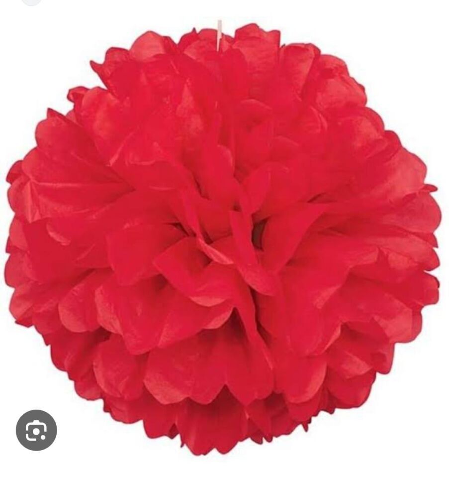KAĞIT SÜS PELUR KAĞIT POMPOM BÜYÜK 2 Lİ KIRMIZI