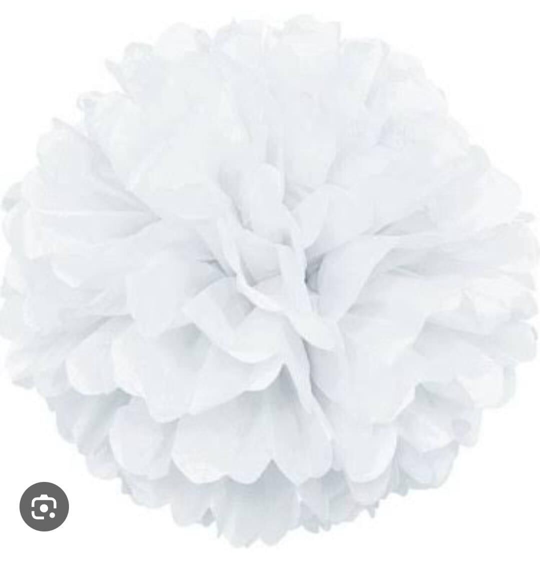 KAĞIT SÜS PELUR KAĞIT POMPOM BÜYÜK 2 Lİ BEYAZ