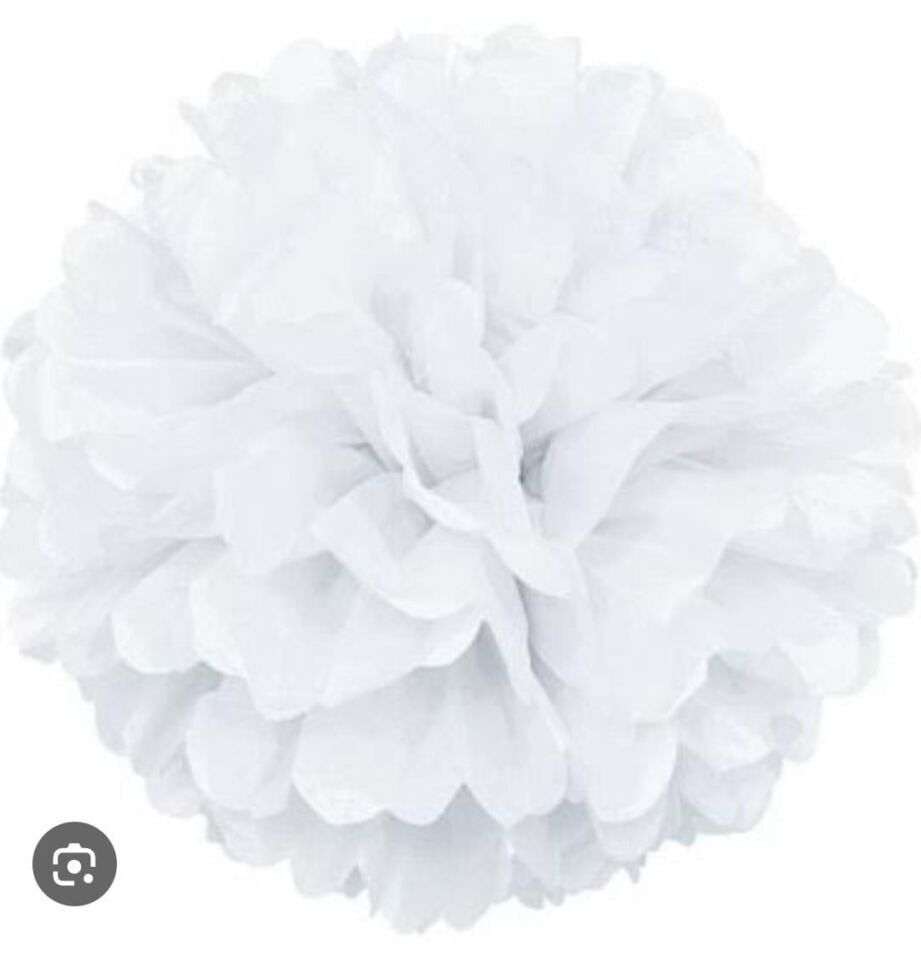 KAĞIT SÜS PELUR KAĞIT POMPOM BÜYÜK 2 Lİ BEYAZ