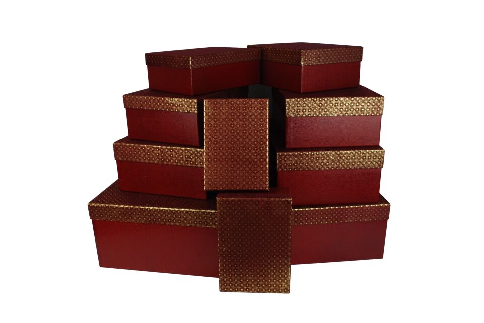 KUTU FLOKLU DİKDÖRTGEN BORDO-BORDO 10 LU SET