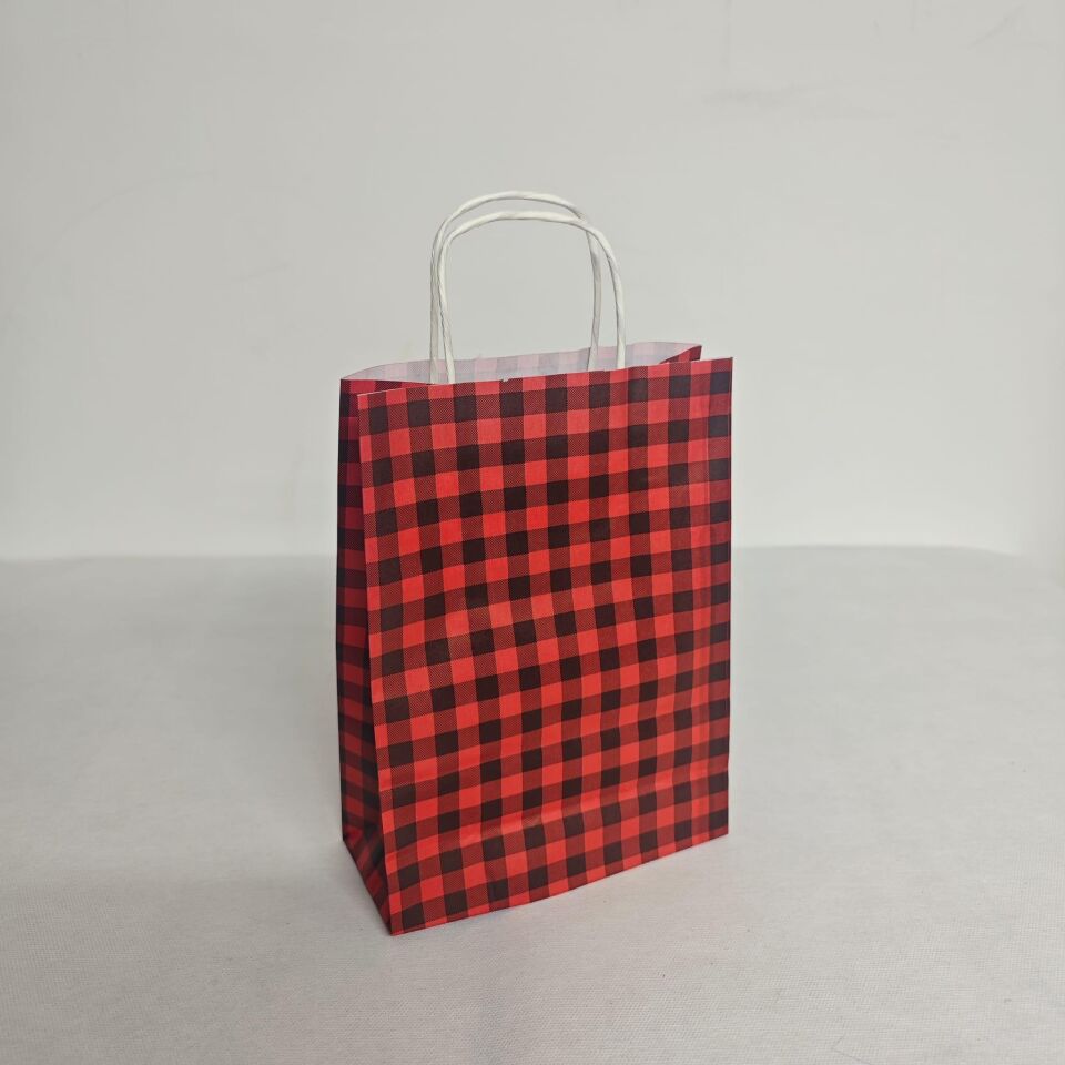 ÇANTA B.KRAFT BÜKÜM SAPLI K.KARE KIRMIZ18*24cm25Lİ