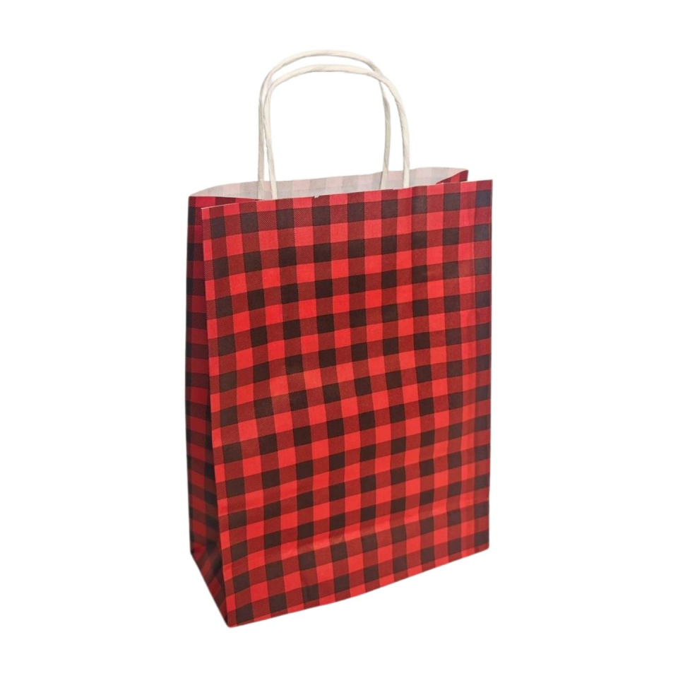 ÇANTA B.KRAFT BÜKÜM SAPLI K.KARE KIRMIZ18*24cm25Lİ