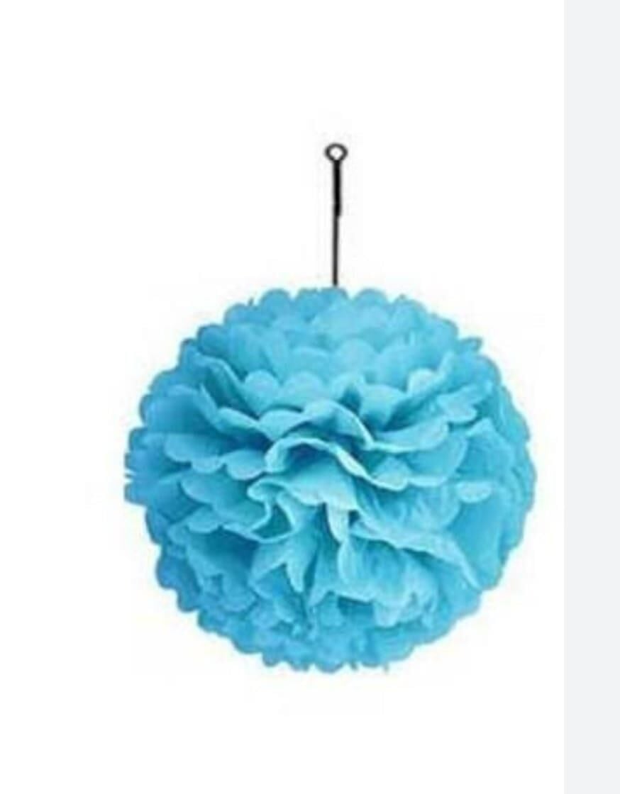 KAĞIT SÜS PELUR KAĞIT POMPOM BÜYÜK 2 Lİ MAVİ