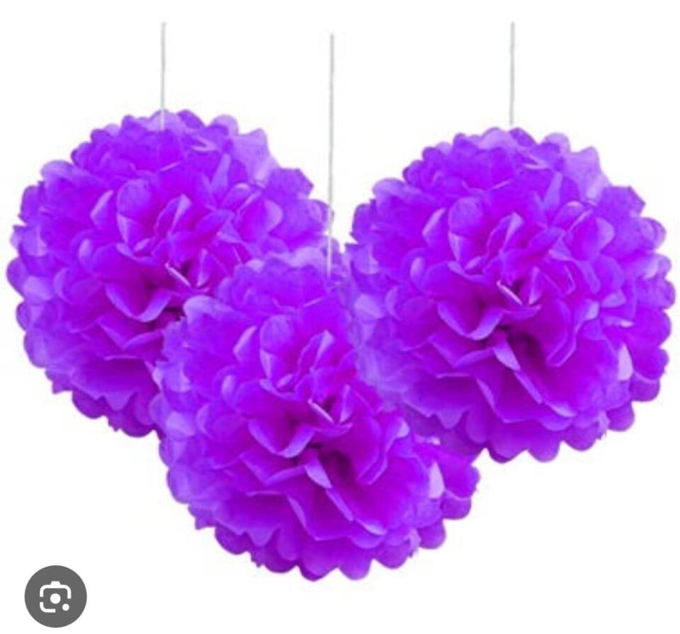 KAĞIT SÜS PELUR KAĞIT POMPOM BÜYÜK 2 Lİ LİLA
