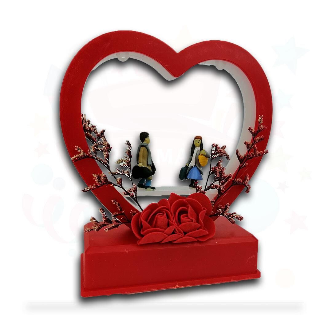 HEDİYELİK SÜS KALPLİ GÜLLÜ IŞIKLI