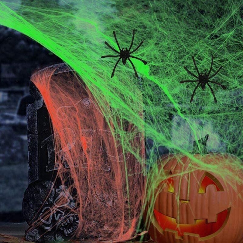 HALLOWEEN ÖRÜMCEK AĞI RENKLİ + 2 AD ÖRÜMCEK