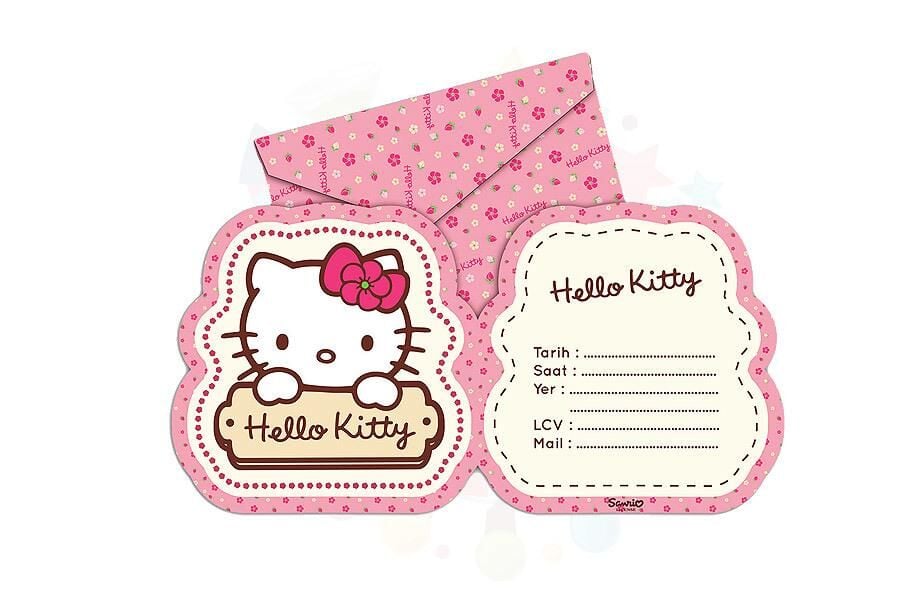 MESAJ KARTI DAVETİYE LİSANSLI 6 LI HELLO KITTY
