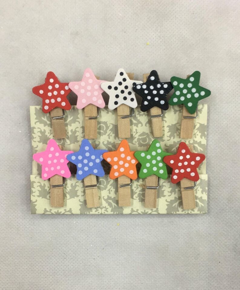 MANDAL TAHTA PUANTİYELİ YILDIZ FİGÜRLÜ 10LU