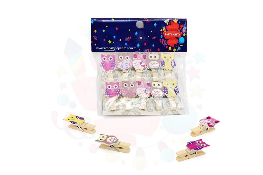 MANDAL TAHTA BAYKUŞ FİGÜRLÜ 10LU