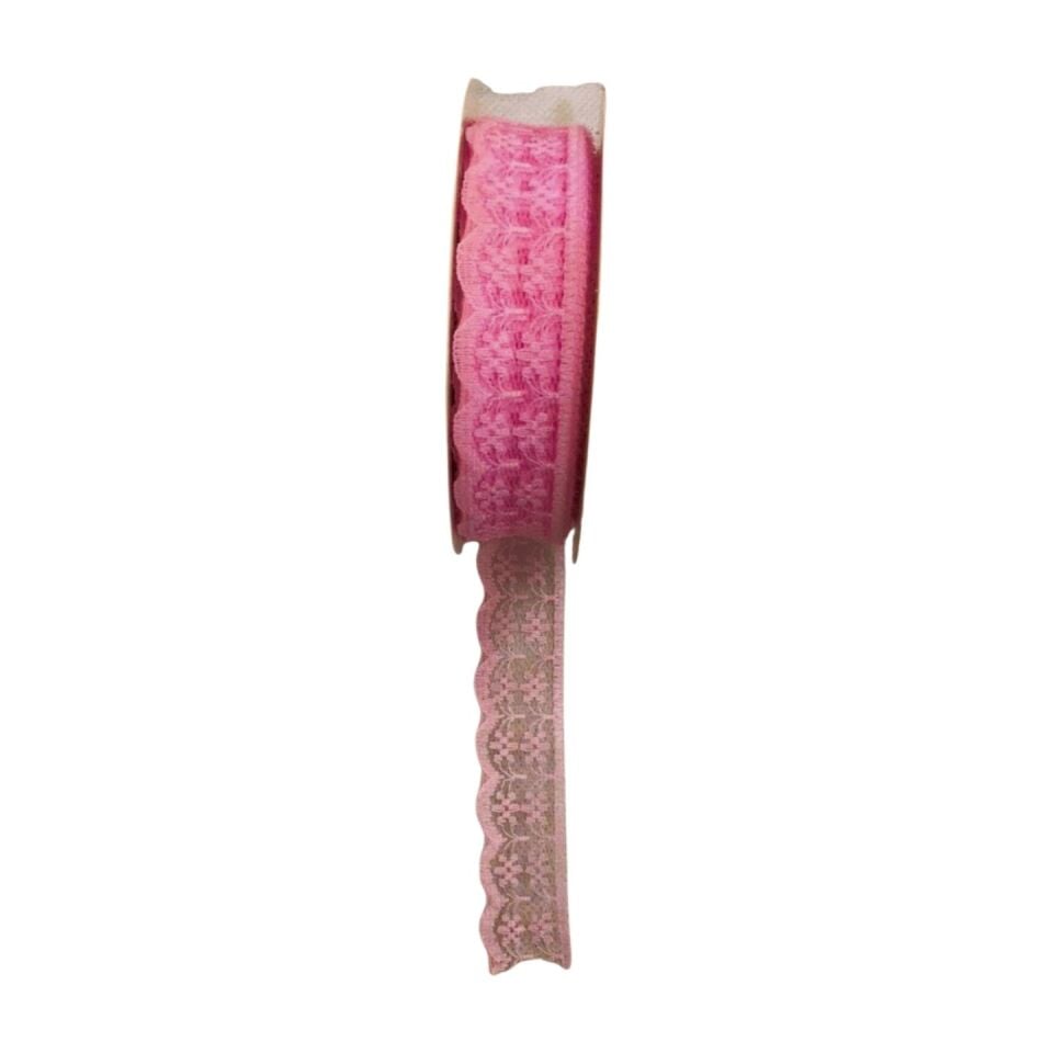 KURDELE KUMAŞ DANTEL 2,5 CM 10 MT PEMBE