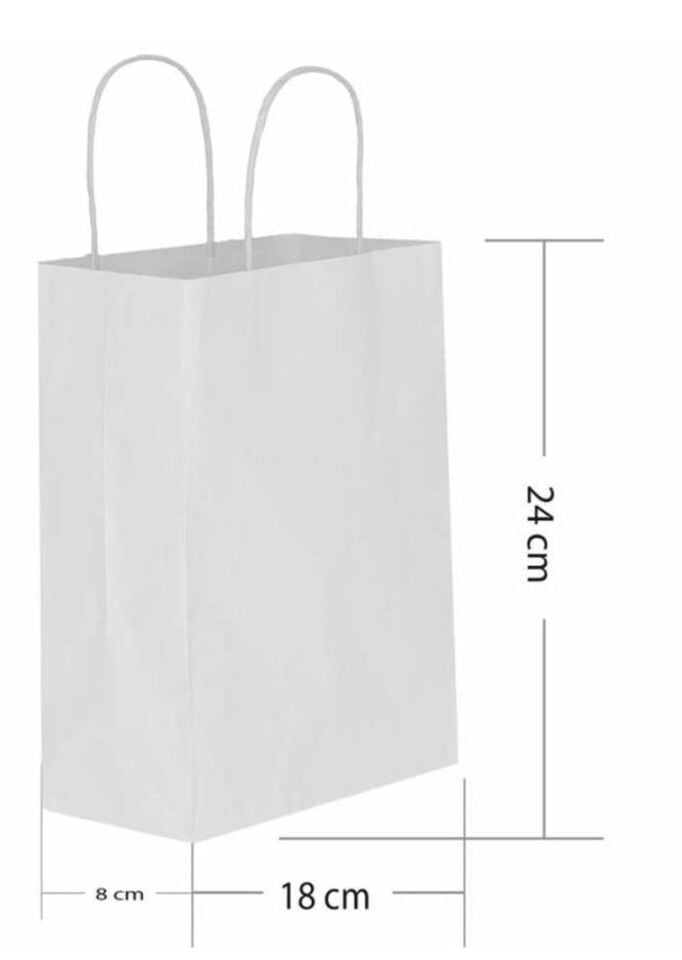 ÇANTA B.KRAFT BÜKÜM SAPLI BEYAZ 18*24 CM 25 Lİ
