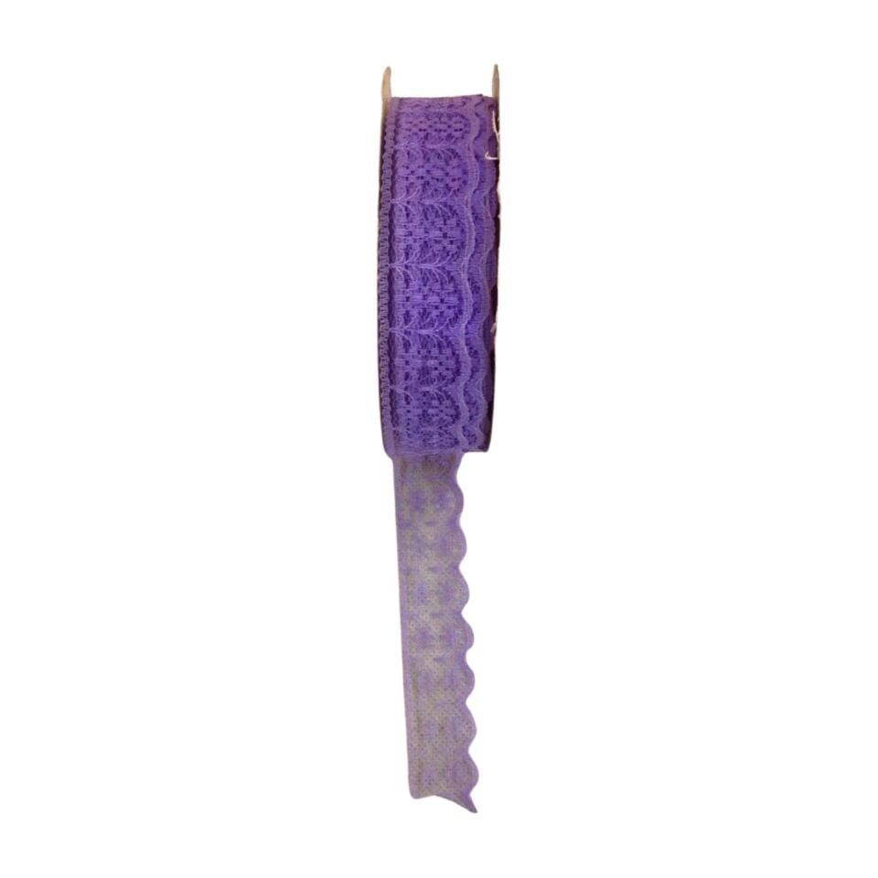 KURDELE KUMAŞ DANTEL 2,5 CM 10 MT LİLA