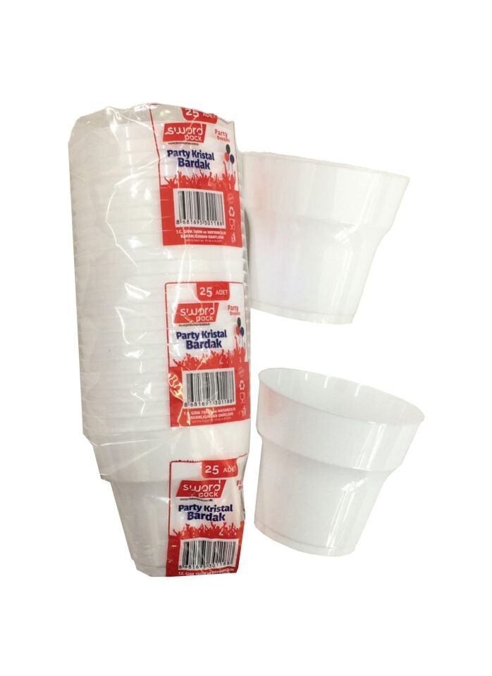 BARDAK PLASTİK KRİSTAL BEYAZ 25Lİ