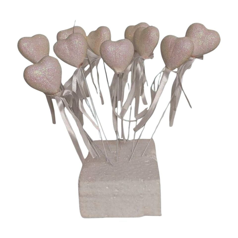 ÇUBUKLU STRAFOR KALP SİMLİ 10 LU ORTA BEYAZ