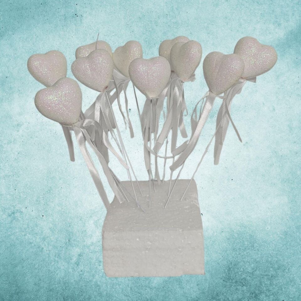 ÇUBUKLU STRAFOR KALP SİMLİ 10 LU ORTA BEYAZ