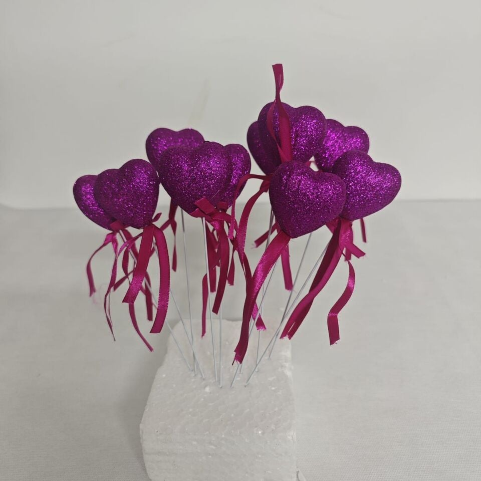 ÇUBUKLU STRAFOR KALP SİMLİ 10 LU ORTA FUŞYA