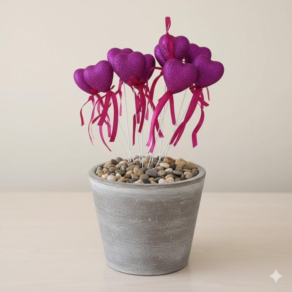 ÇUBUKLU STRAFOR KALP SİMLİ 10 LU ORTA FUŞYA