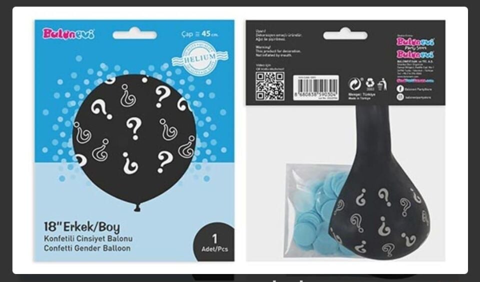 BALON ÇEPEÇEVRE  BASKILI ERKEK CİNSİYET 18''