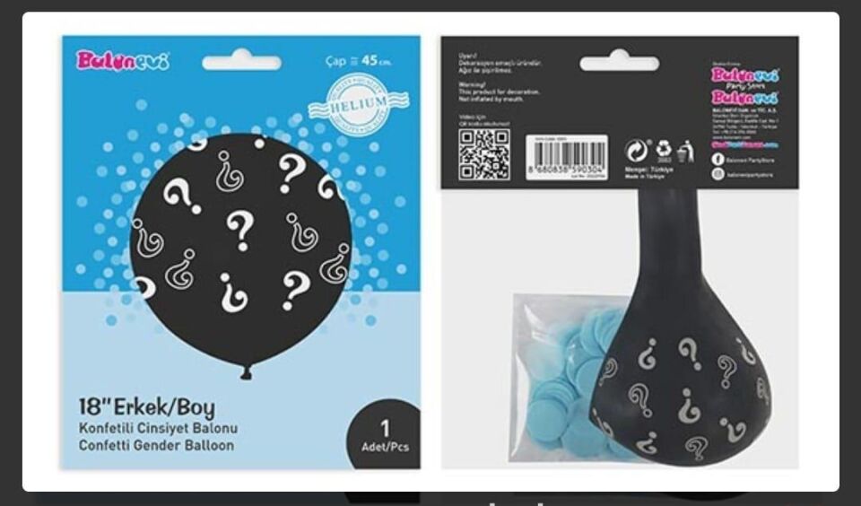 BALON ÇEPEÇEVRE  BASKILI ERKEK CİNSİYET 18''