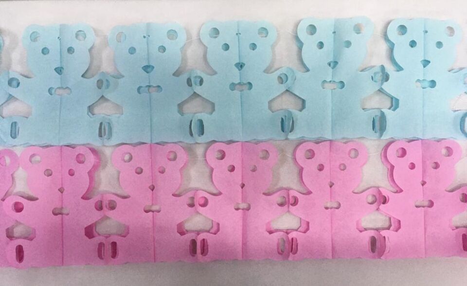 KAĞIT UZAR SÜS AYICIK PEMBE-MAVİ