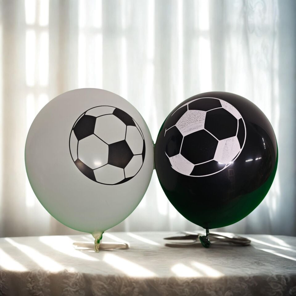 BALON BASKILI TARAFTAR SİYAH BEYAZ 50 Lİ