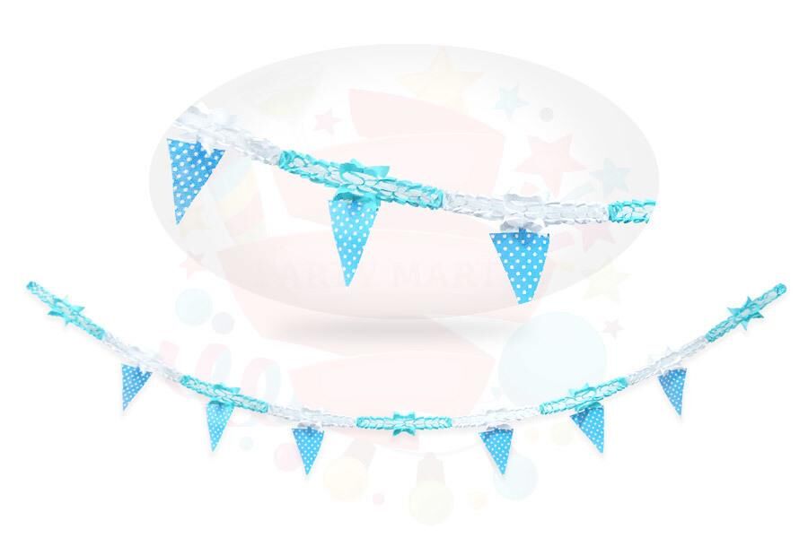 KAĞIT UZAR SÜS BAYRAKLI PUANLI MAVİ