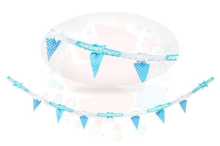 KAĞIT UZAR SÜS BAYRAKLI PUANLI MAVİ