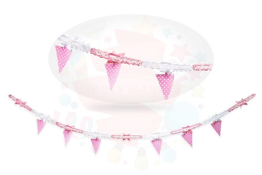 KAĞIT UZAR SÜS BAYRAKLI PUANLI PEMBE