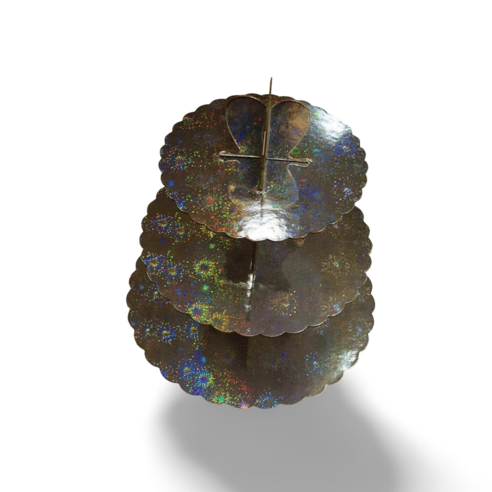 STAND CUPCAKE 3 KATLI METALİK GÜMÜŞ İTHAL