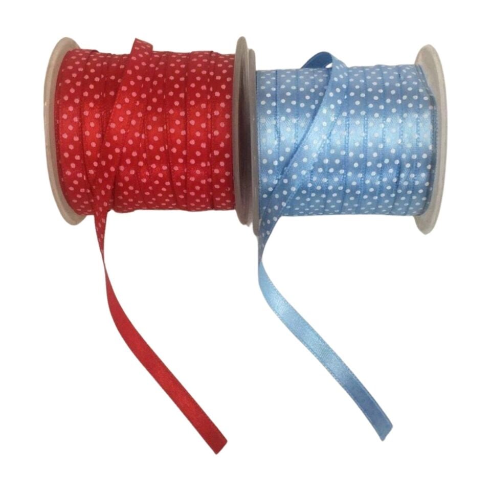 KURDELE SATEN MAKARA BASKILI 40 MT 6 MM PUANLI