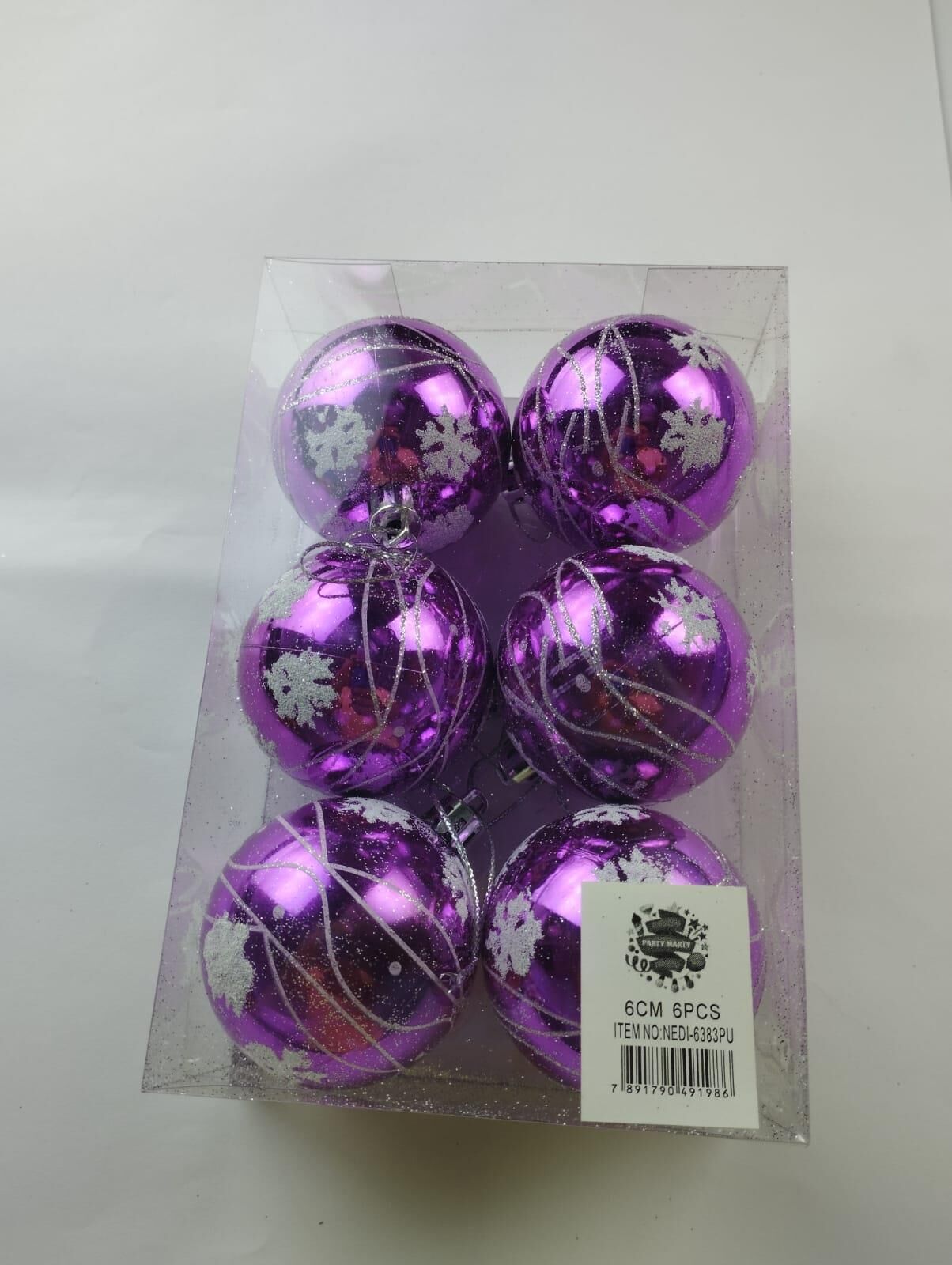 TOP SÜS 6 CM LÜX KAR MOTİFLİ 6 LI FUŞYA
