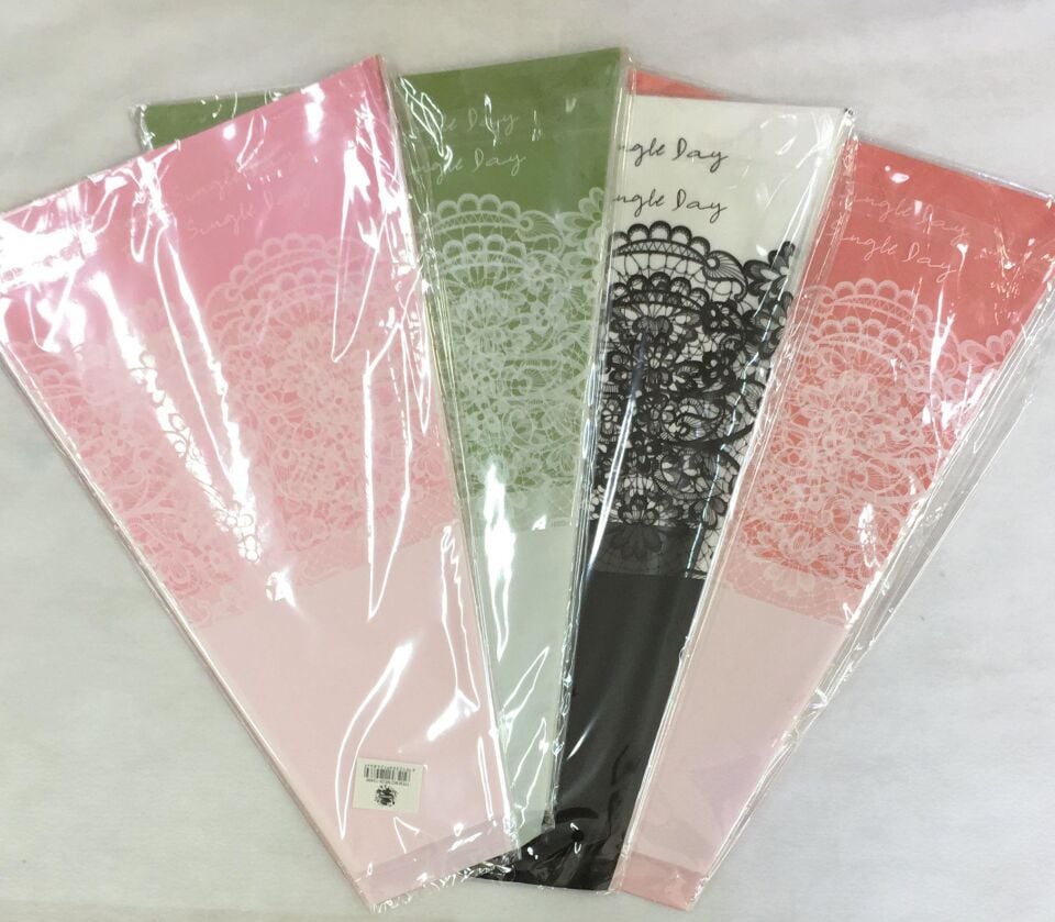 BUKETLİK POŞET İŞLEME  DESENLİ  29*10*45(30AD/PK)