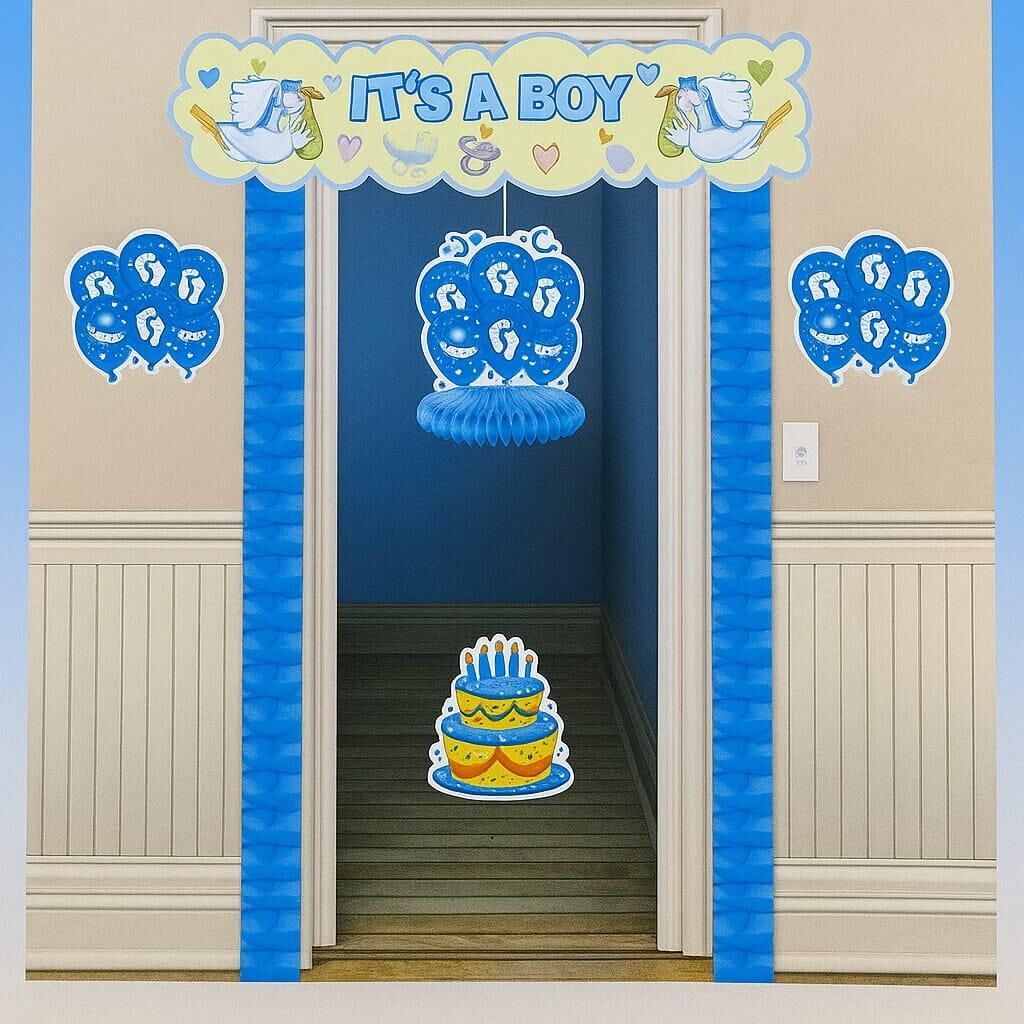 KAPI SÜSÜ HOŞGELDİN BEBEK BALONLU 7 PARÇA MAVİ