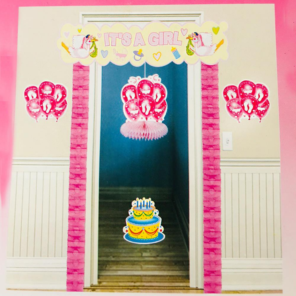 KAPI SÜSÜ HOŞGELDİN BEBEK BALONLU 7 PARÇA PEMBE