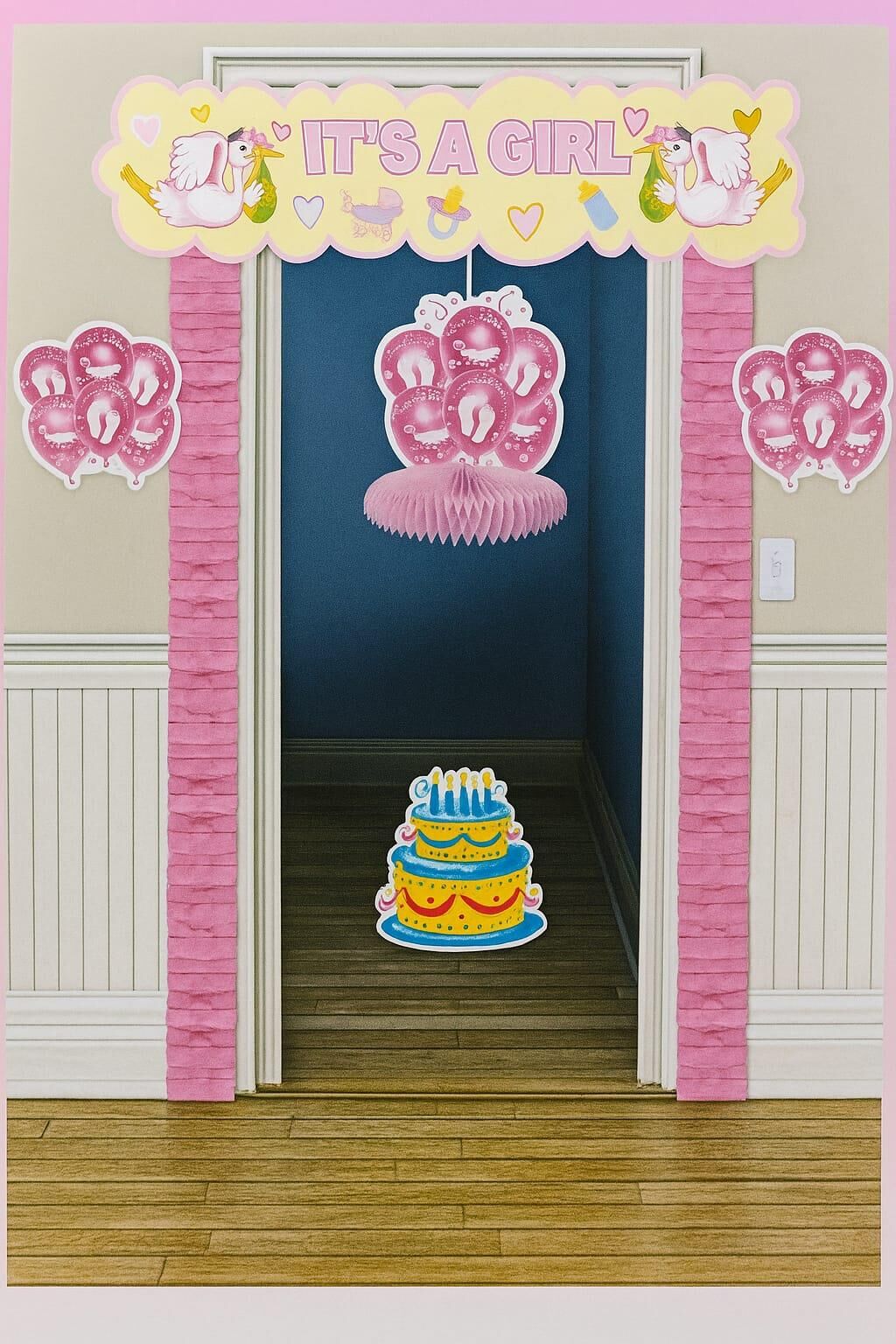 KAPI SÜSÜ HOŞGELDİN BEBEK BALONLU 7 PARÇA PEMBE