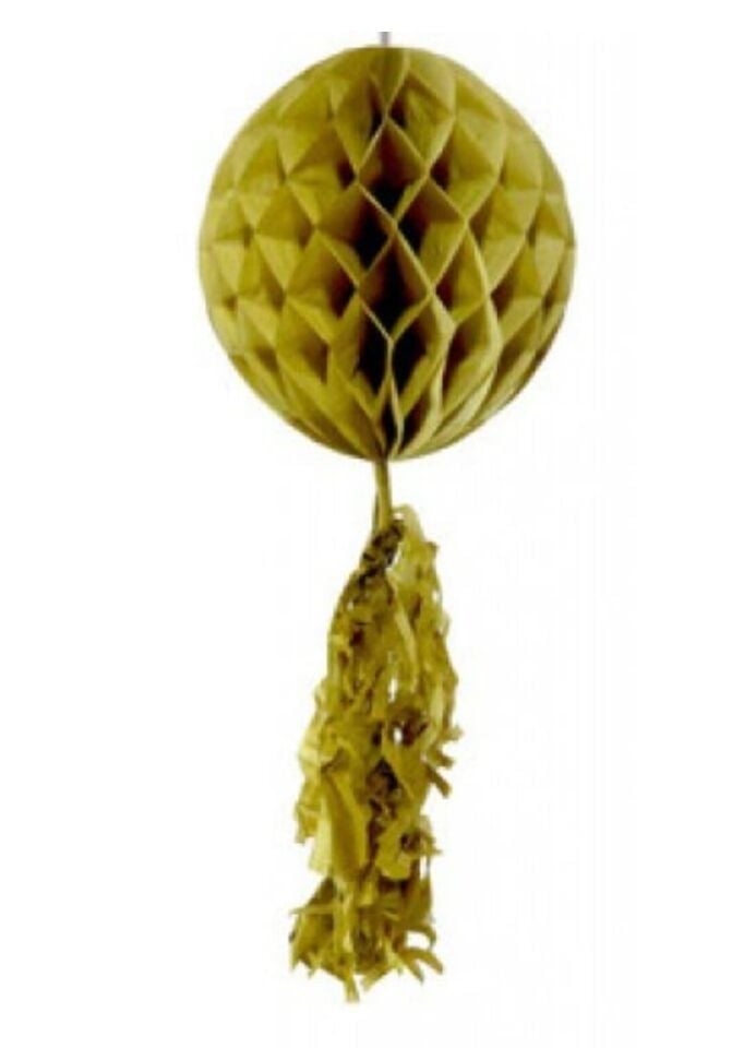 KAĞIT TOP SÜS PETEKLİ 25 CM PÜSKÜLLÜ 85 CM GOLD