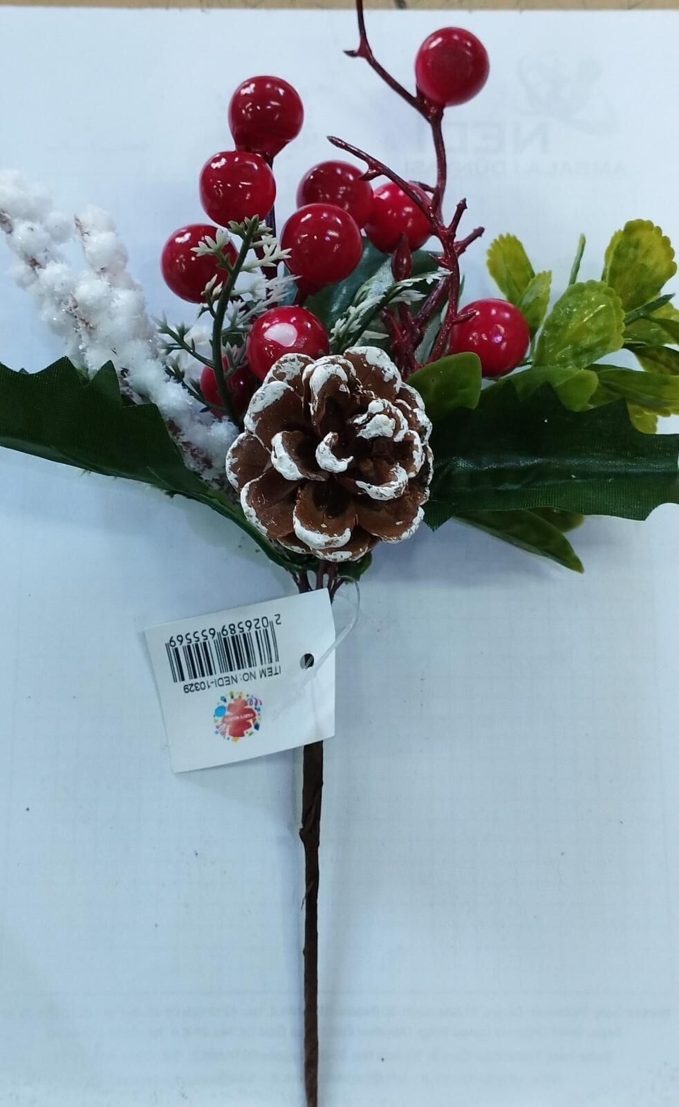 NOEL KOZALAK-KAR DEKORLU -YAPRAK  SÜSLÜ ÇUBUK