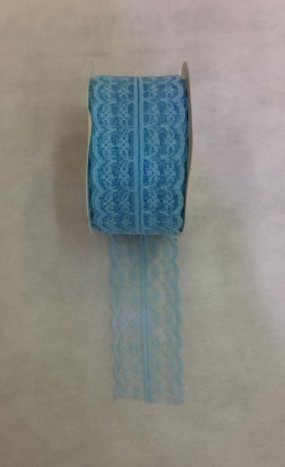 KURDELE KUMAŞ DANTEL 5 CM 10 MT MAVİ