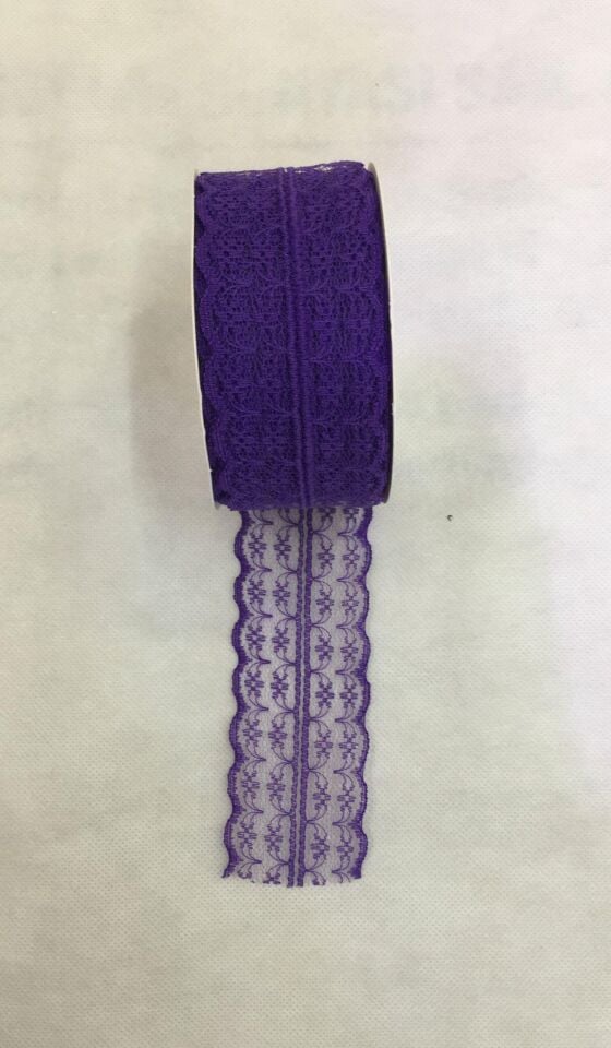 KURDELE KUMAŞ DANTEL 5 CM 10 MT MOR