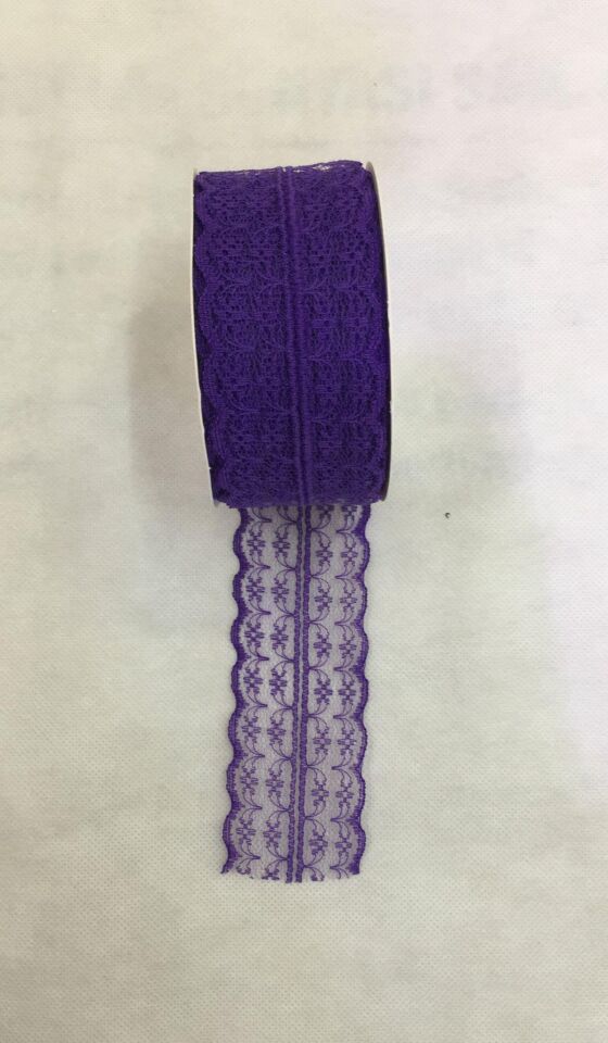 KURDELE KUMAŞ DANTEL 5 CM 10 MT MOR