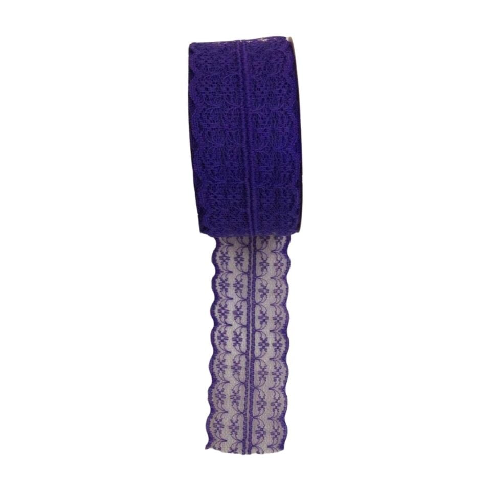 KURDELE KUMAŞ DANTEL 5 CM 10 MT MOR