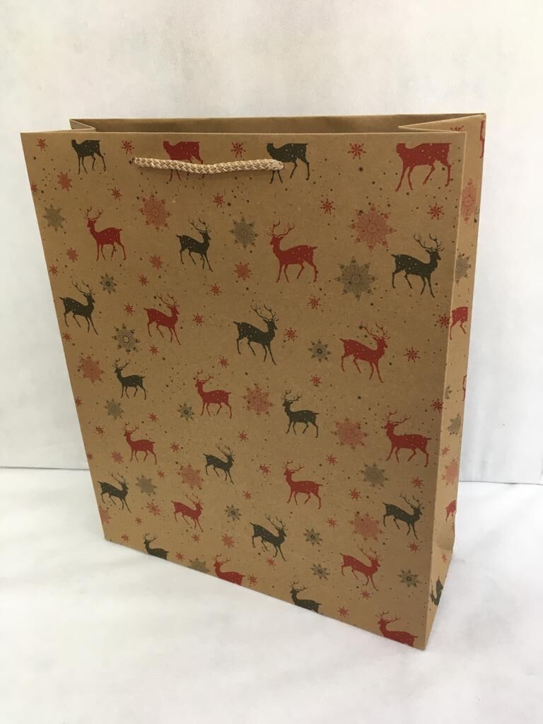 ÇANTA KARTON KRAFT BASKILI GEYİKLİ 35*42 10 LU