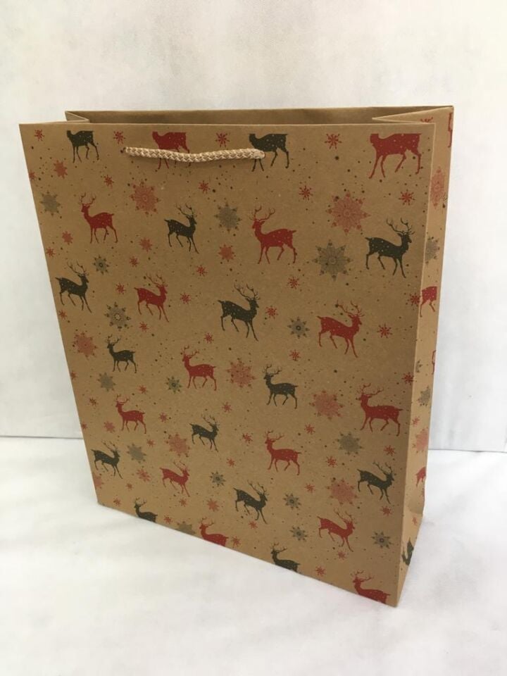 ÇANTA KARTON KRAFT BASKILI GEYİKLİ 35*42 10 LU