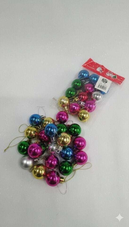 AĞAÇ SÜSÜ TOP 3 CM RENKLİ 12 li