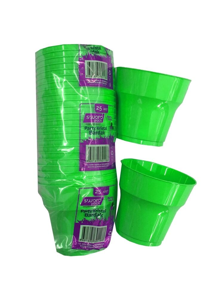 BARDAK PLASTİK KRİSTAL F.YEŞİL 25Lİ