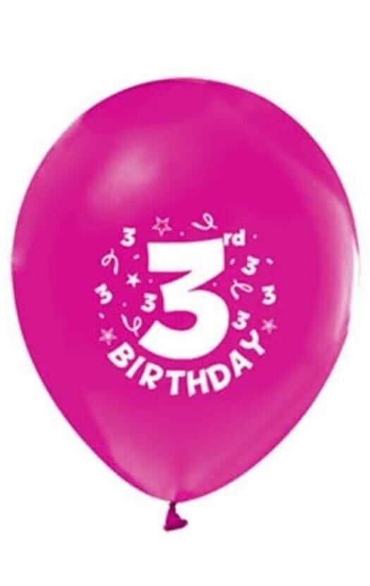 BALON BASKILI 3 YAŞ PEMBE 100'LÜ